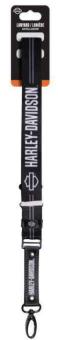 Harley-Davidson® White Silhoutte & Text Logo omn Black Keykoord