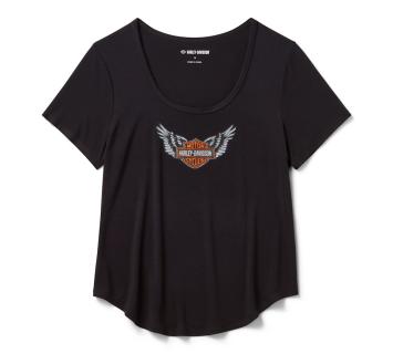 Harley-Davidson® Women's Winged Bling Scoop Neck Tee 