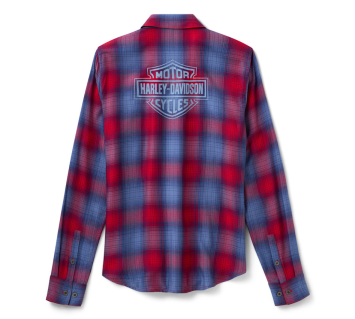 Harley-Davidson® Red/Dark Blue Plad Blouse