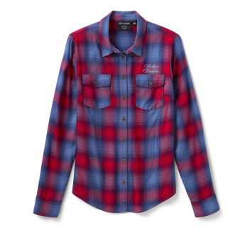 Harley-Davidson® Red/Dark Blue Plad Blouse