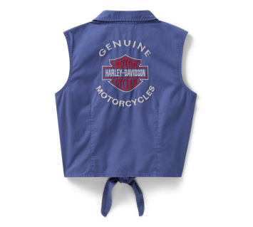 Harley-Davidson® Sleeveless Button Down Shirt Blue